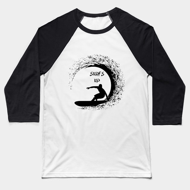 Surfs Up - classic tee design for the discerning surfer Baseball T-Shirt by From the fringe to the Cringe